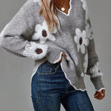 Belinha | Camisola Elegante com Decote em V e Padrão Floral