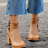 Casilda | Sandálias lisas com tira no tornozelo e sola grossa