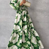 Gabriela | Vestido Longo Elegante com Manga Longa e Decote em V