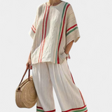 Beatriz | Conjunto Mediterrâneo Daisy Linho Bambu Listras