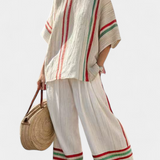 Beatriz | Conjunto Mediterrâneo Daisy Linho Bambu Listras