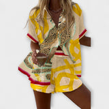 Filipa | Casima Conjunto Curto Estampa Leopardo Chic Verão