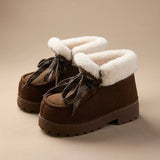 Caty | Botas com plataforma em camurça sintética com toque fofo e quente