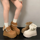 Irene | Botas com plataforma com fivela elegante e forro quente de pelúcia