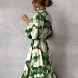 Gabriela | Vestido Longo Elegante com Manga Longa e Decote em V