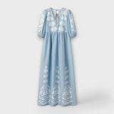 Sílvia - Vestido Estampado de Linho para uma Elegância sem Esforço