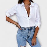 Jessica - Blusa Casual com Decote Pontiagudo